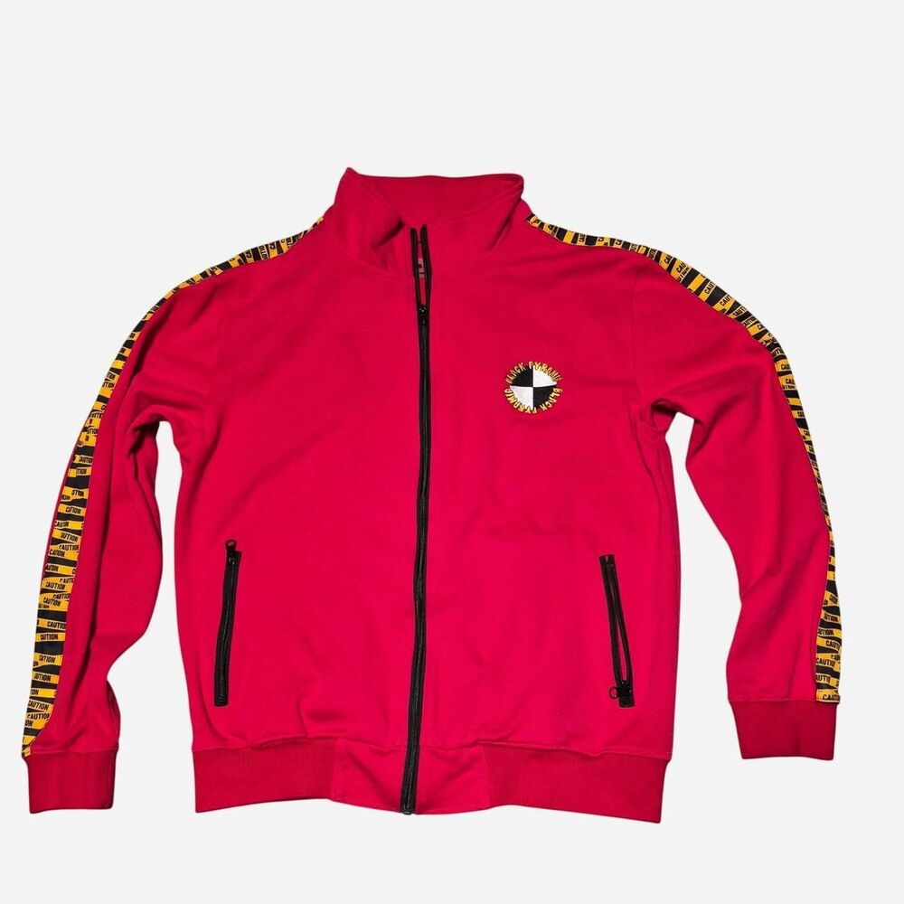 Black-pyramid (Chris Brown) Men's Red and Yellow Caution Tape Jacket